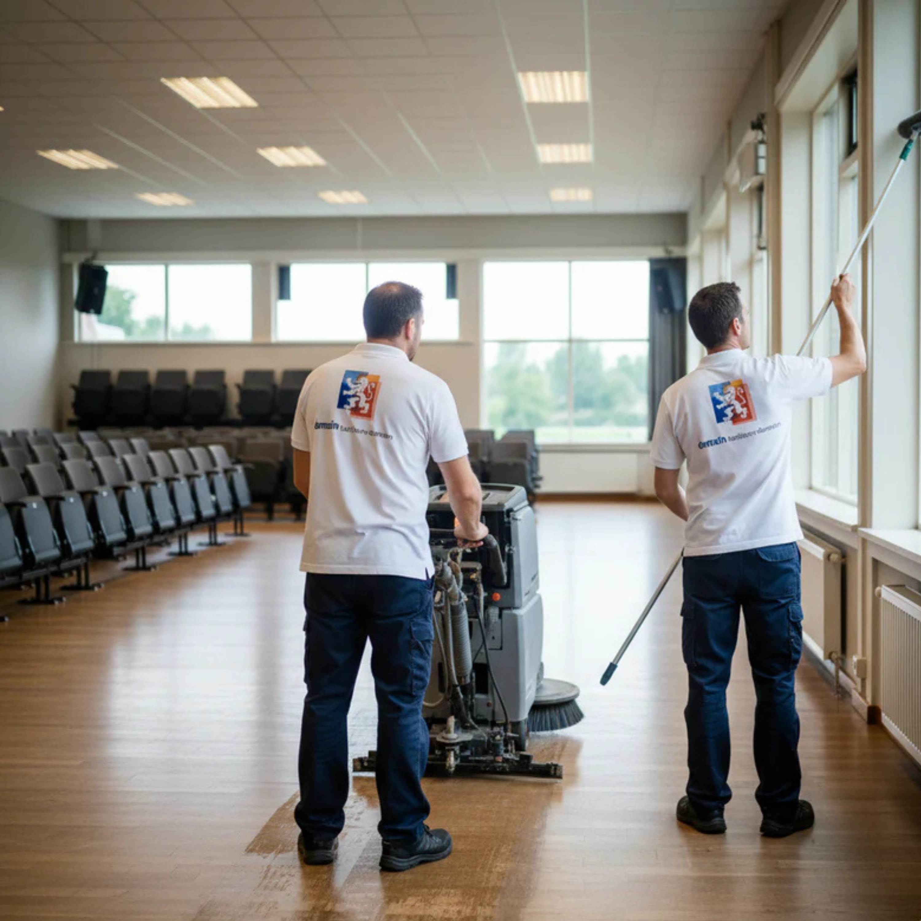 Ons toegewijde team staat met een glimlach klaar om overheidsgebouwen en publieke ruimtes schoon te houden